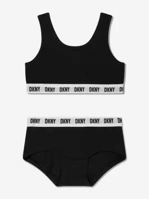 DKNY Girls Sports Bra And Hipster Set in Black