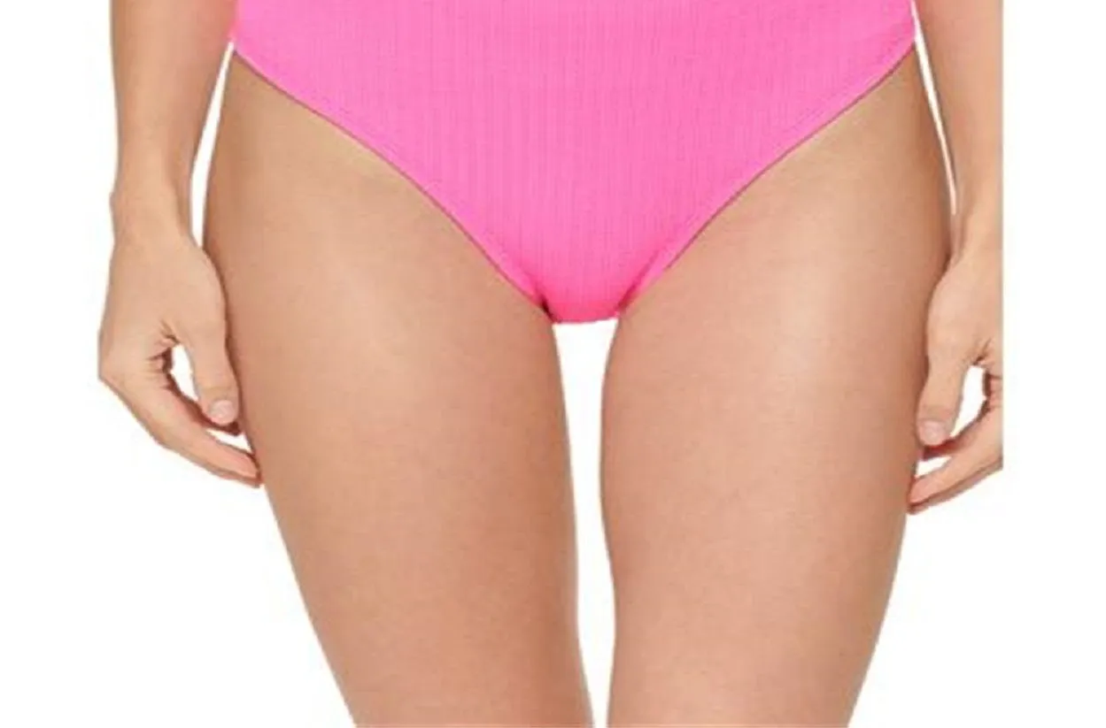 DKNY Women's Textured High Waist Bikini Bottom Swimsuit Pink