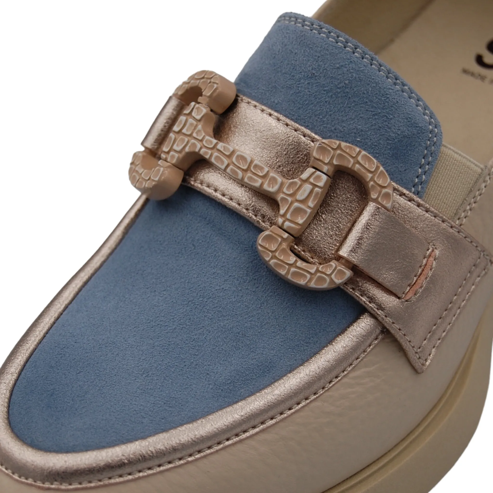 DL Sport Heeled Loafer Beige and Blue