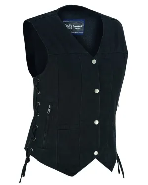 DM947 Women's 6 Pocket Denim Utility Vest - Black