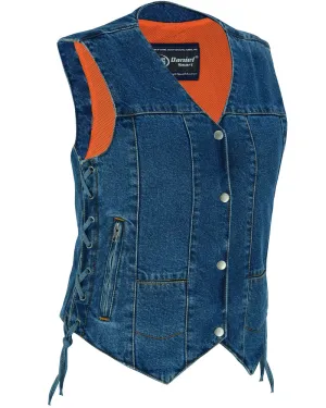 DM948 Women's 6 Pocket Denim Utility Vest - Blue