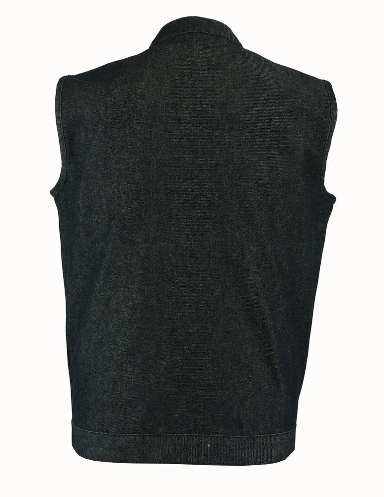 DM977 Men's Rough Rub-Off Raw Finish Denim Vest