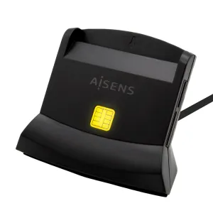 DNI/SIP Card Reader Aisens Lector De Tarjeta Dni Con Lector De Tarjetas SIM, SD, Micro SD, MMC, RS-MMC, MMC Micro, USB-C, Negro