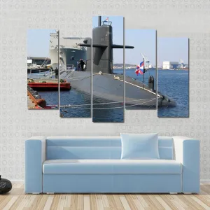 Docked Submarine Canvas Wall Art