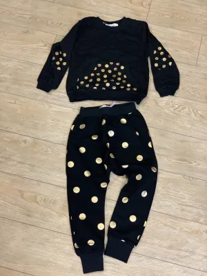 Doe a Dear Unisex Black and Gold Dot Foil Pocket Sweatshirt and Joggers