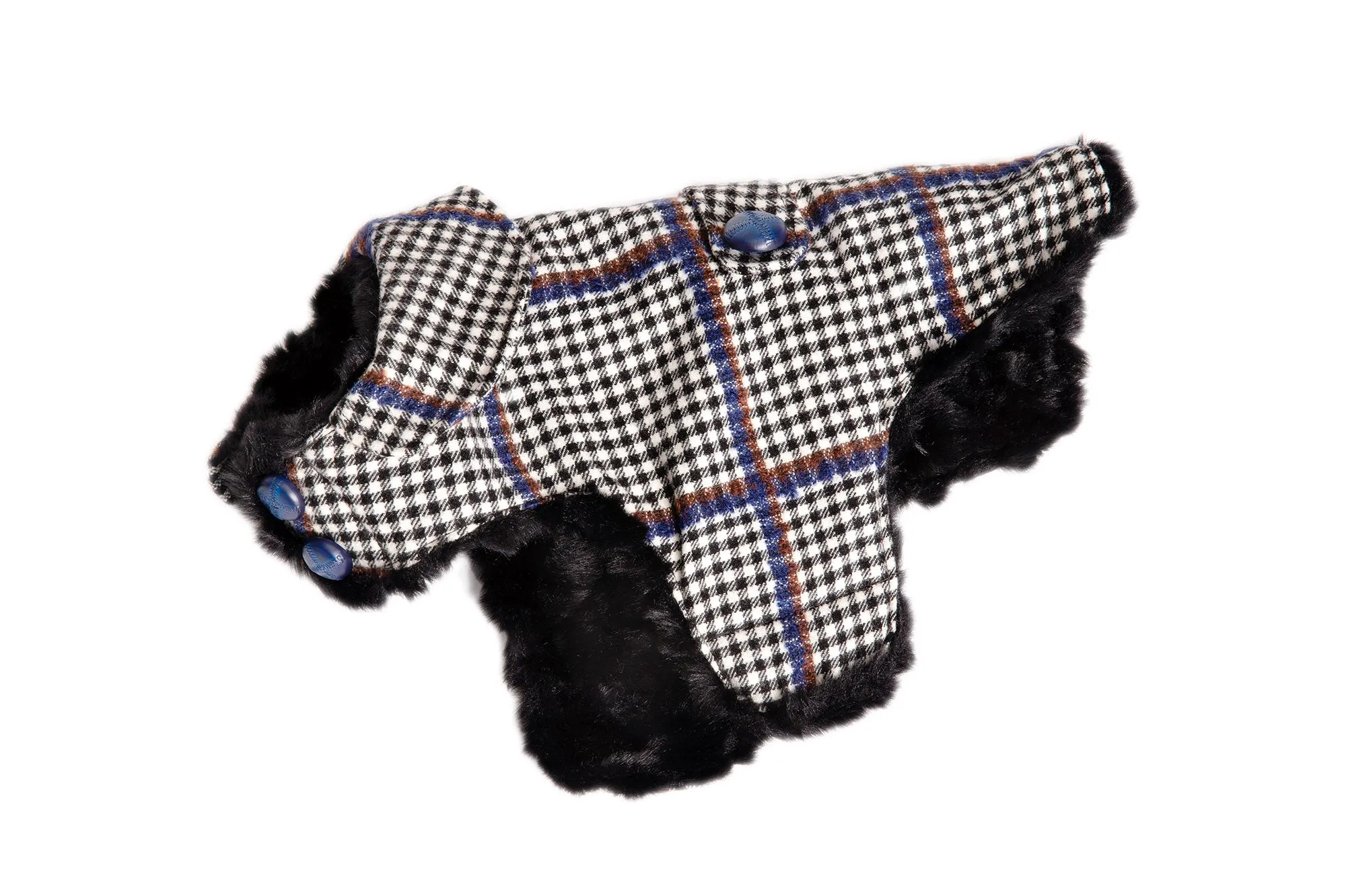 Dog Carrier - Winter - Blue, Brown & Black Wool Plaid Carrier