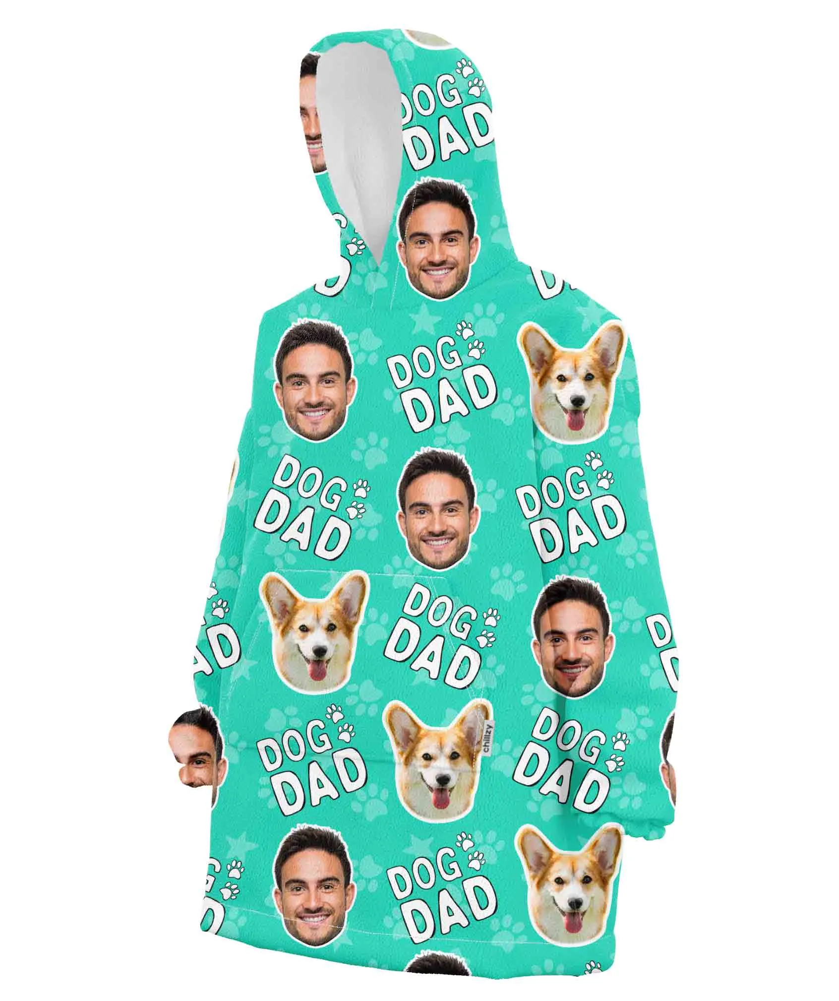 Dog Dad Personalised Hooded Blanket