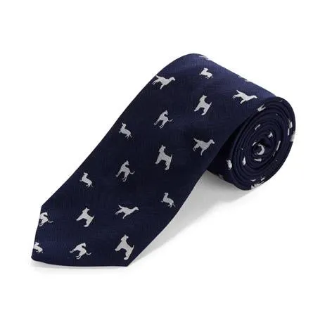 Dog Embroidered Silk Tie