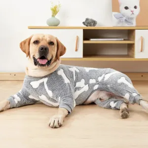 Dog Pajamas Puppy Fleece Winter Warm Dog Jumpsuit Cute Pet Clothes Onesies For Medium Large Dogs Labrador Coat