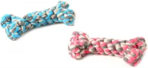 DOG TUG TOY KNOTTED BONE BLUE/PINK