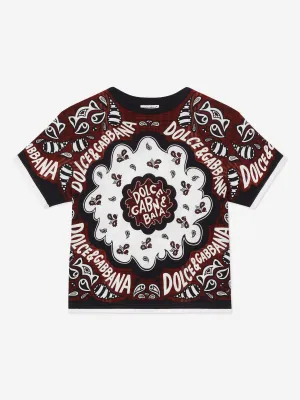 Dolce & Gabbana Boys Bandana Print T-Shirt in Multicolour