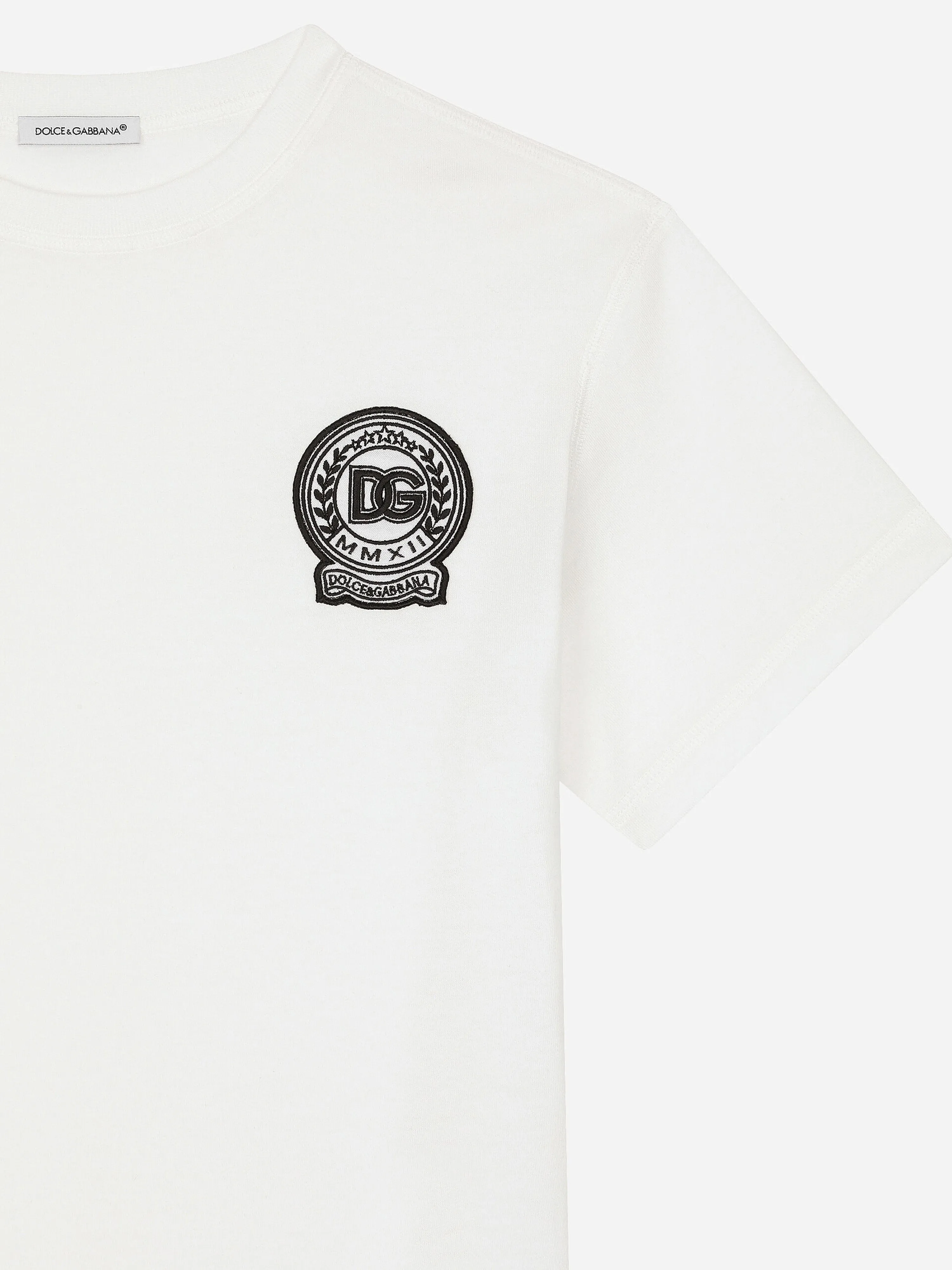 Dolce & Gabbana Boys Patch Logo T-Shirt in White