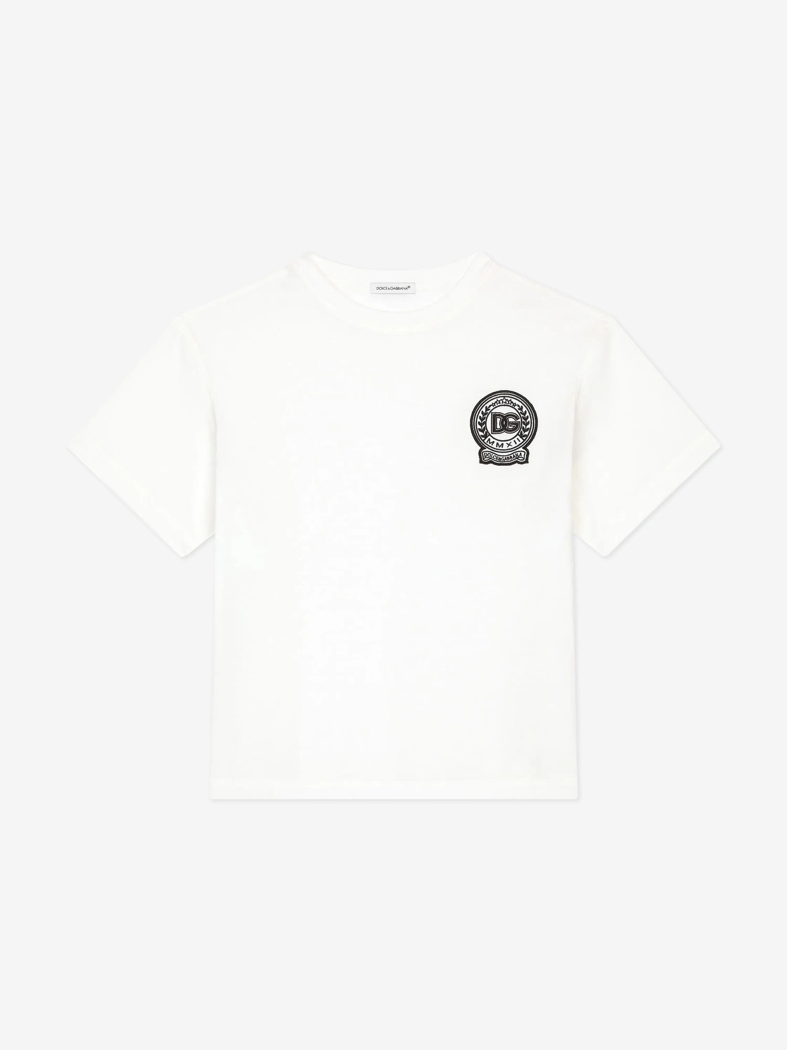 Dolce & Gabbana Boys Patch Logo T-Shirt in White