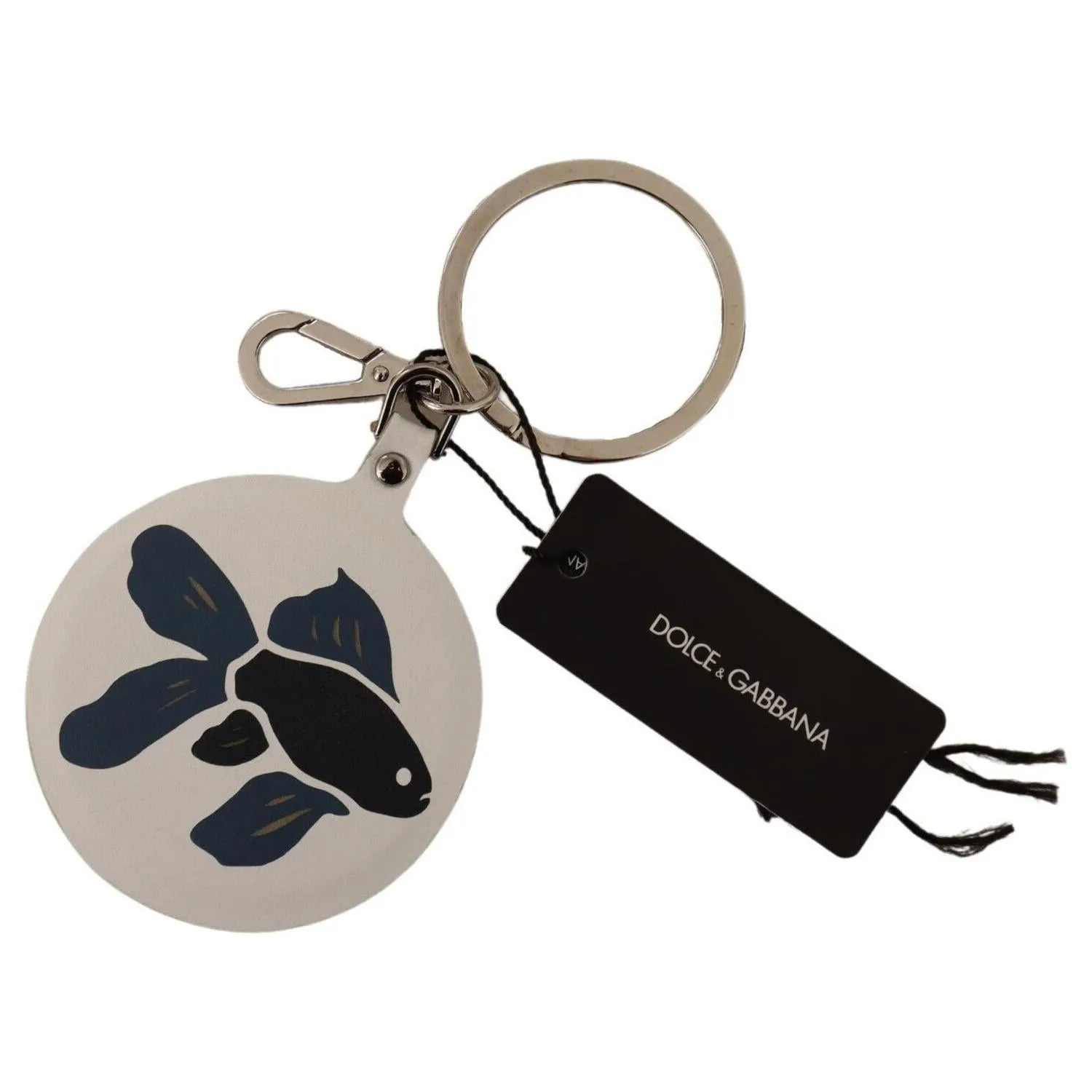 Dolce & Gabbana Chic White Leather Keychain