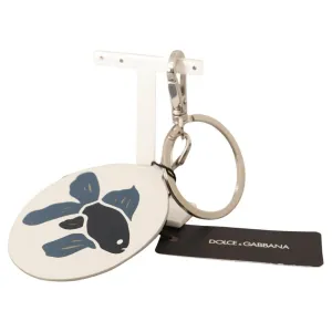 Dolce & Gabbana Chic White Leather Keychain