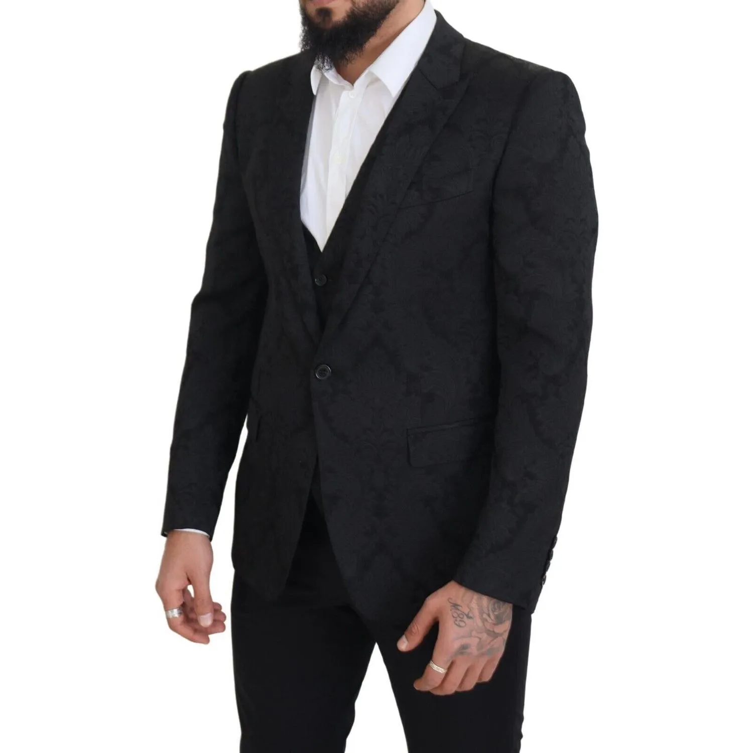 Dolce & Gabbana Elegant Black Martini Suit Jacket & Vest Ensemble