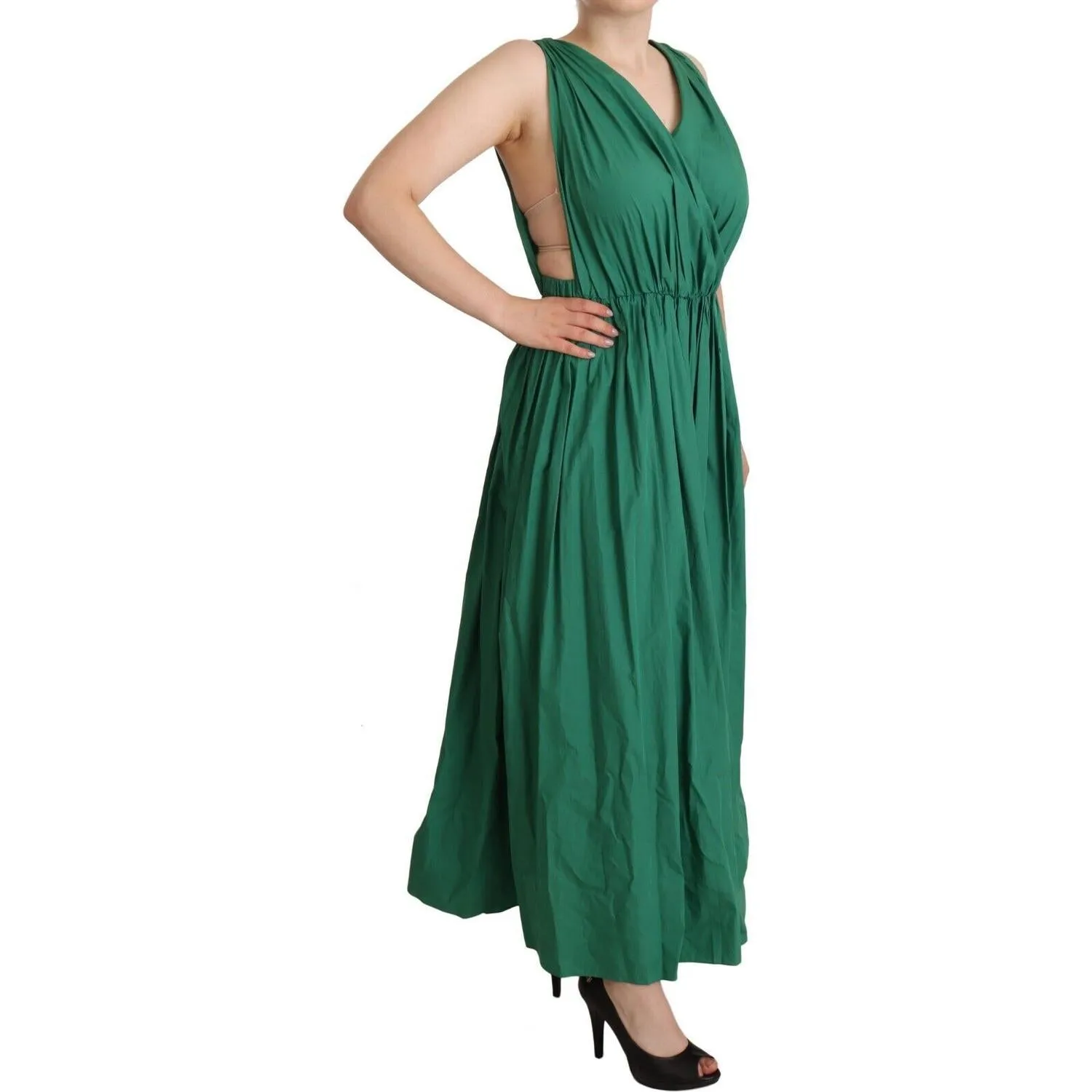 Dolce & Gabbana Elegant Deep Green Sleeveless A-Line Dress