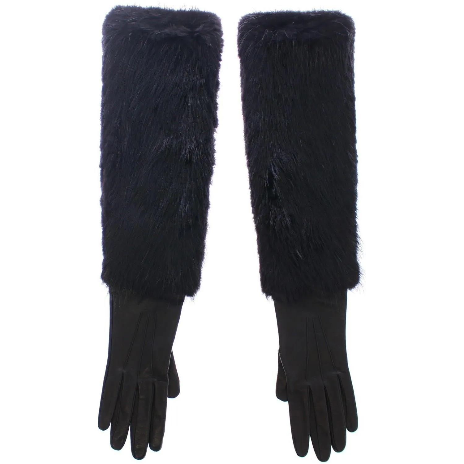 Dolce & Gabbana Elegant Elbow-Length Beaver Fur Gloves