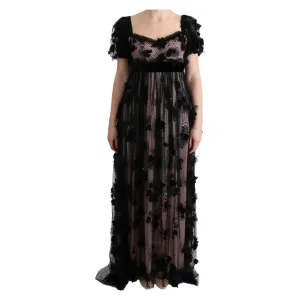 Dolce & Gabbana Elegant Floral Applique Full Length Dress