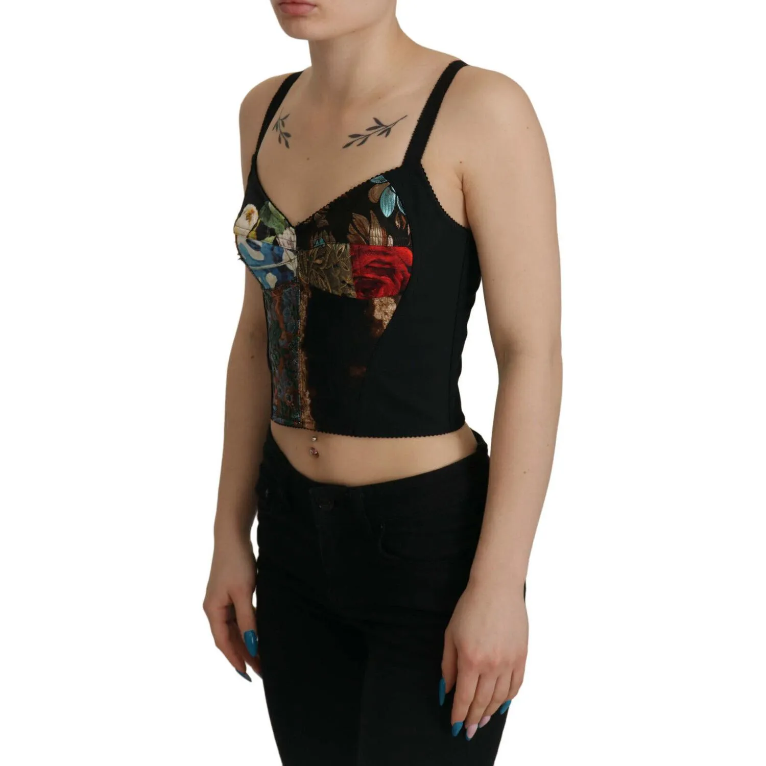 Dolce & Gabbana Elegant Floral Corset Top Blouse