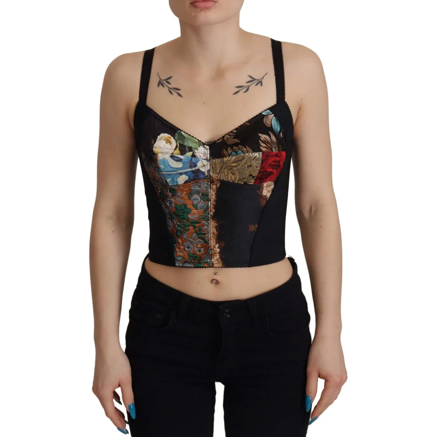 Dolce & Gabbana Elegant Floral Corset Top Blouse