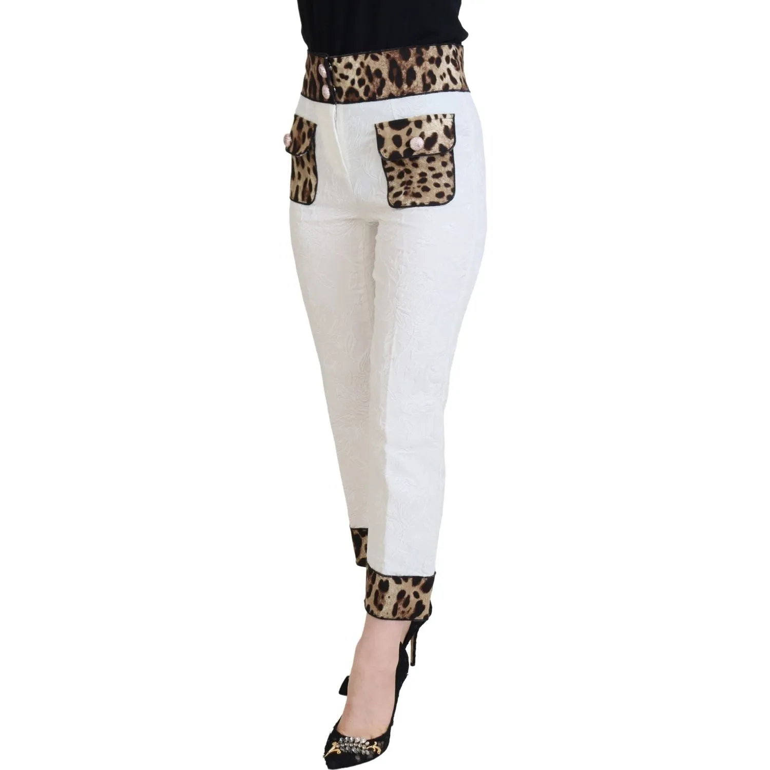 Dolce & Gabbana Elegant Leopard Print Pants for Sophisticated Style