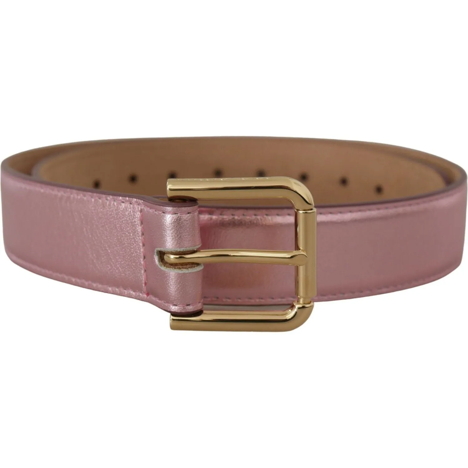 Dolce & Gabbana Elegant Metallic Pink Leather Belt