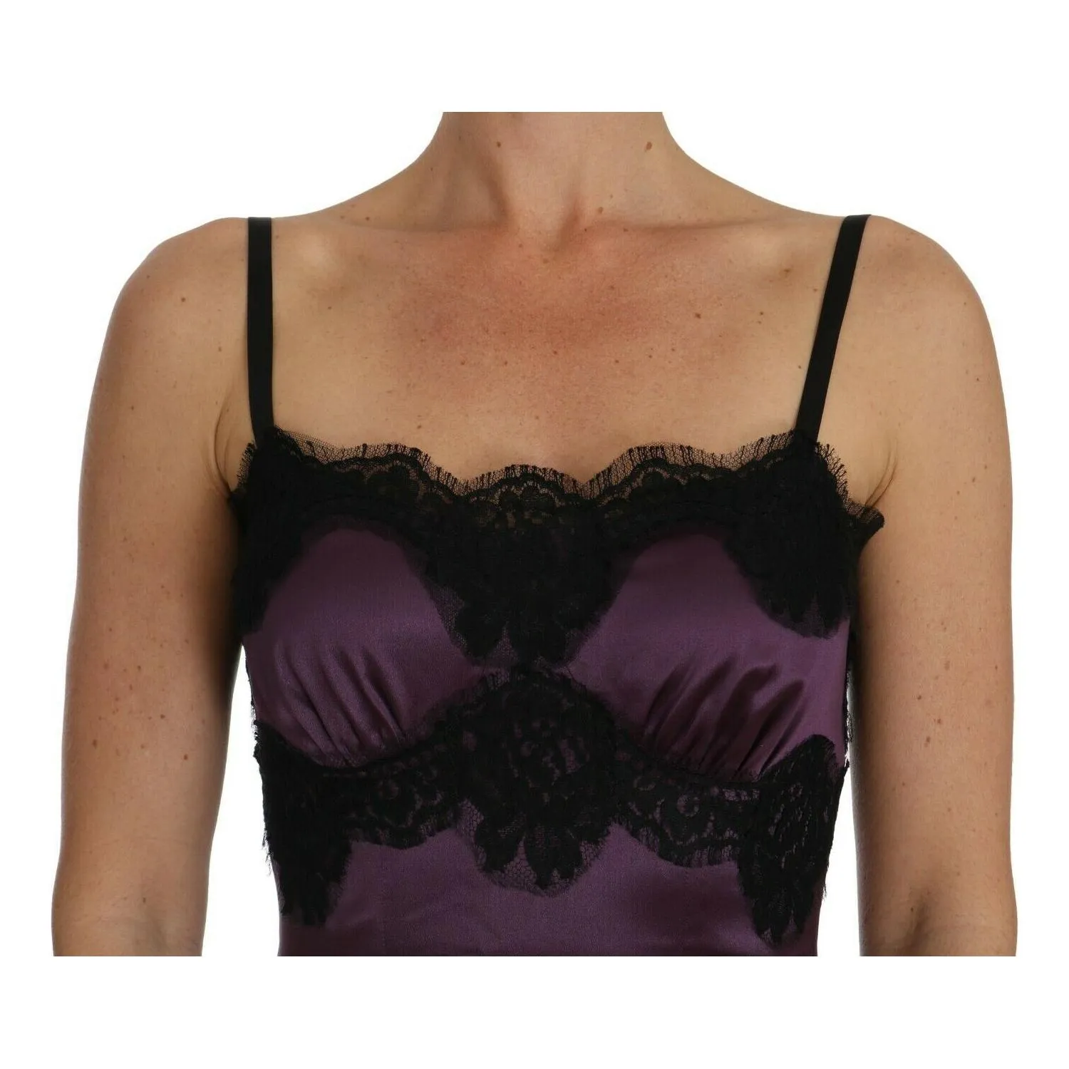 Dolce & Gabbana Elegant Purple Silk Lace Chemise Dress