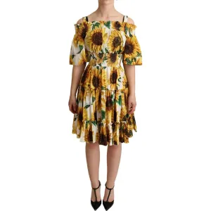 Dolce & Gabbana Elegant Sunflower Open Shoulder Dress