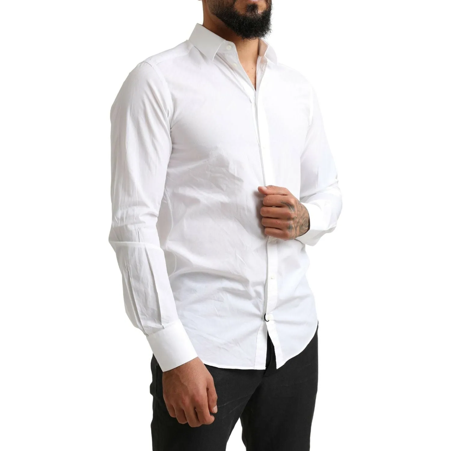 Dolce & Gabbana Elegant White Cotton Martini Dress Shirt