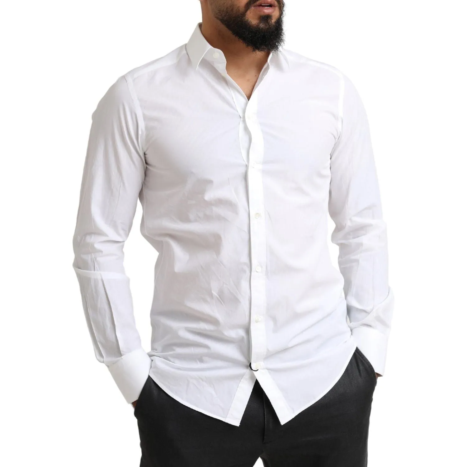 Dolce & Gabbana Elegant White Cotton Martini Dress Shirt