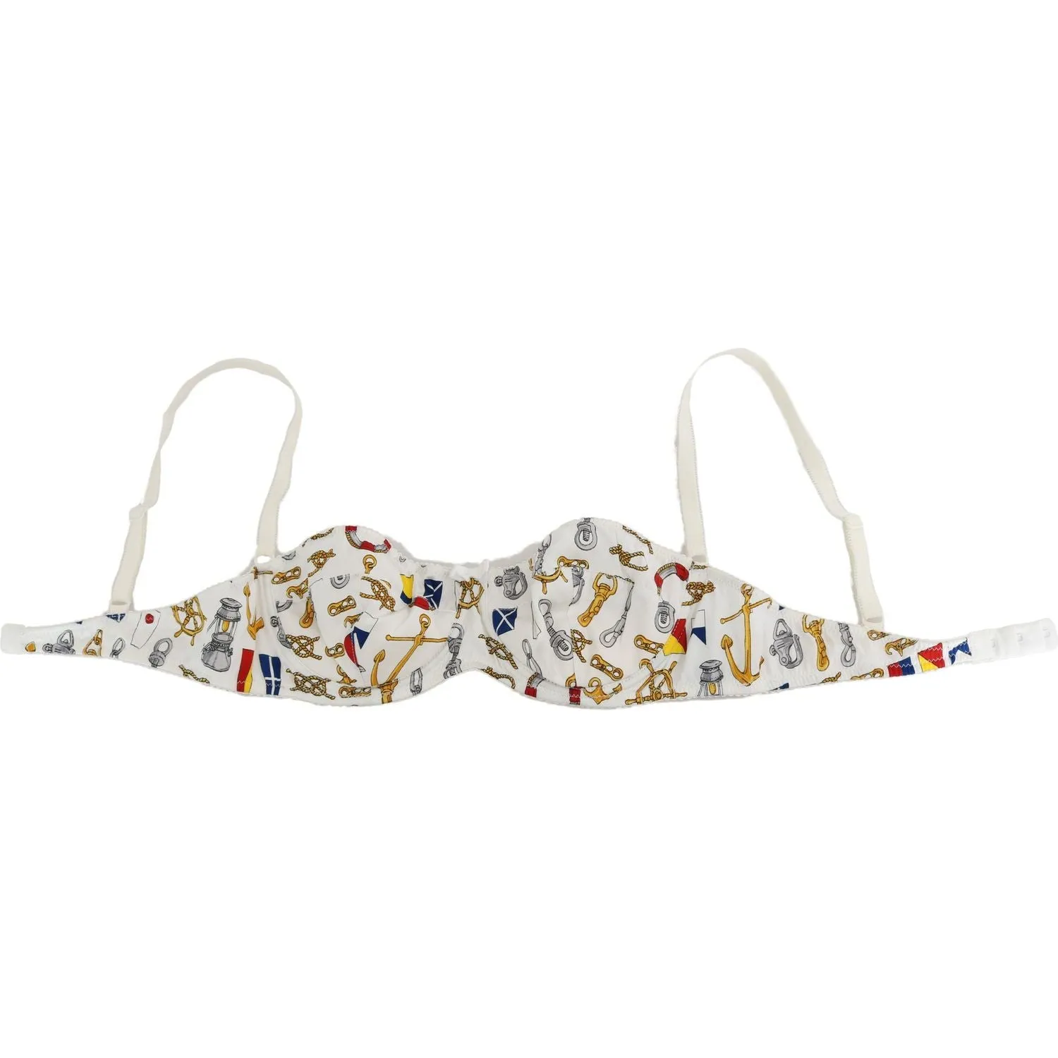 Dolce & Gabbana Elegant White Sailor Print Stretch Bra