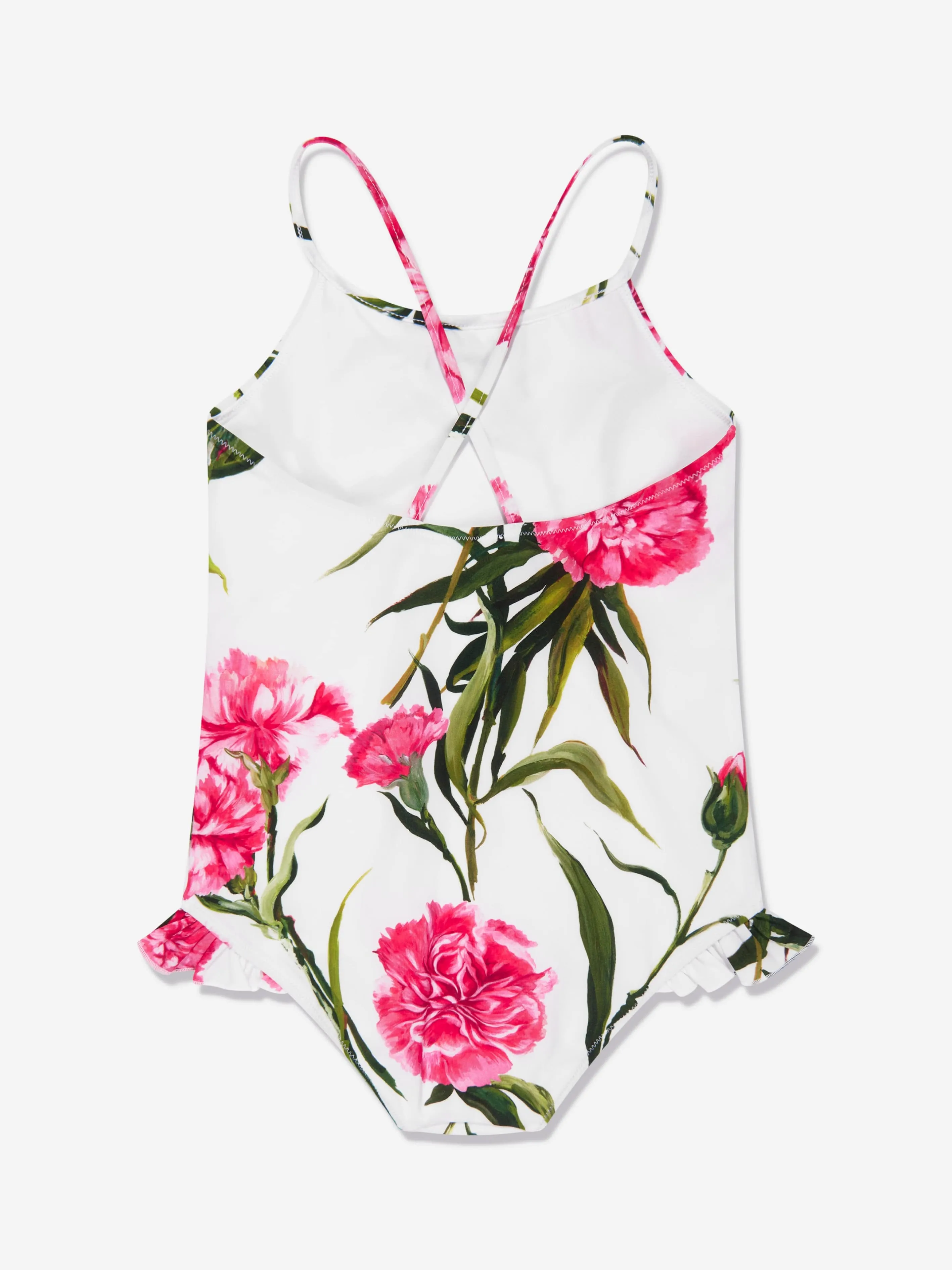 Dolce & Gabbana Girls Carnation Swimming Costume in White