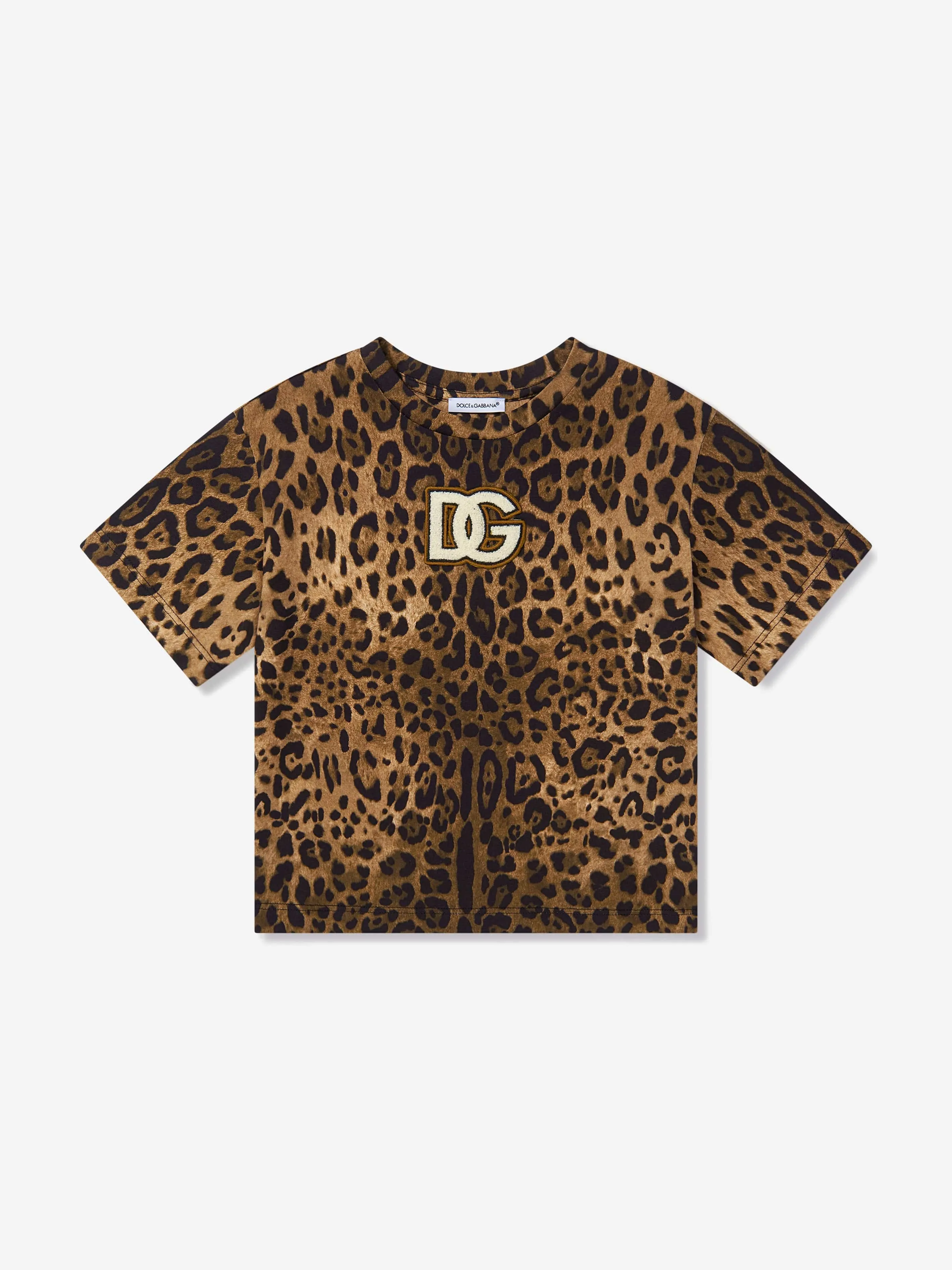 Dolce & Gabbana Girls Leopard Print Logo T-Shirt