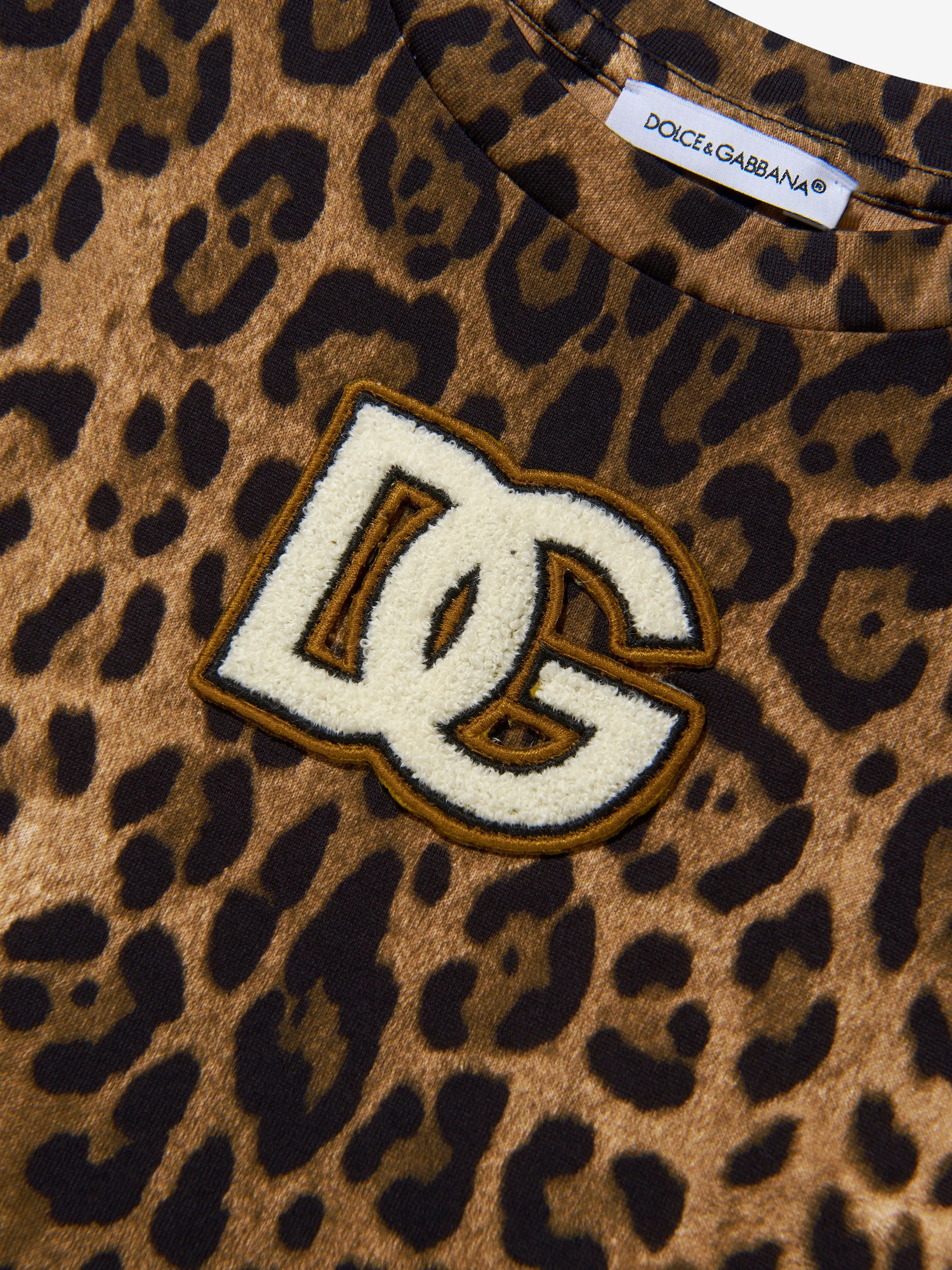 Dolce & Gabbana Girls Leopard Print Logo T-Shirt