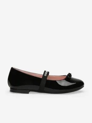 Dolce & Gabbana Girls Patent Leather Ballet Flats in Black