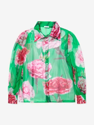 Dolce & Gabbana Girls Silk Carnation Print Blouse