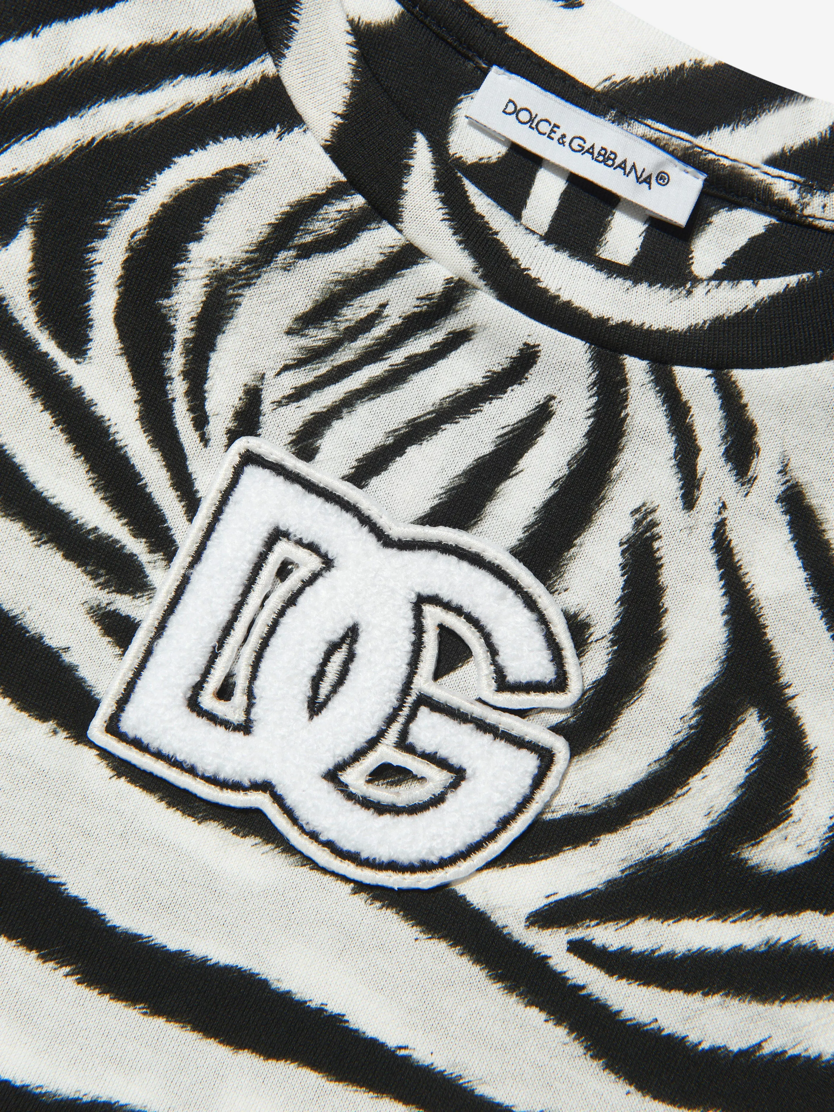 Dolce & Gabbana Girls Zebra Print Logo T-Shirt