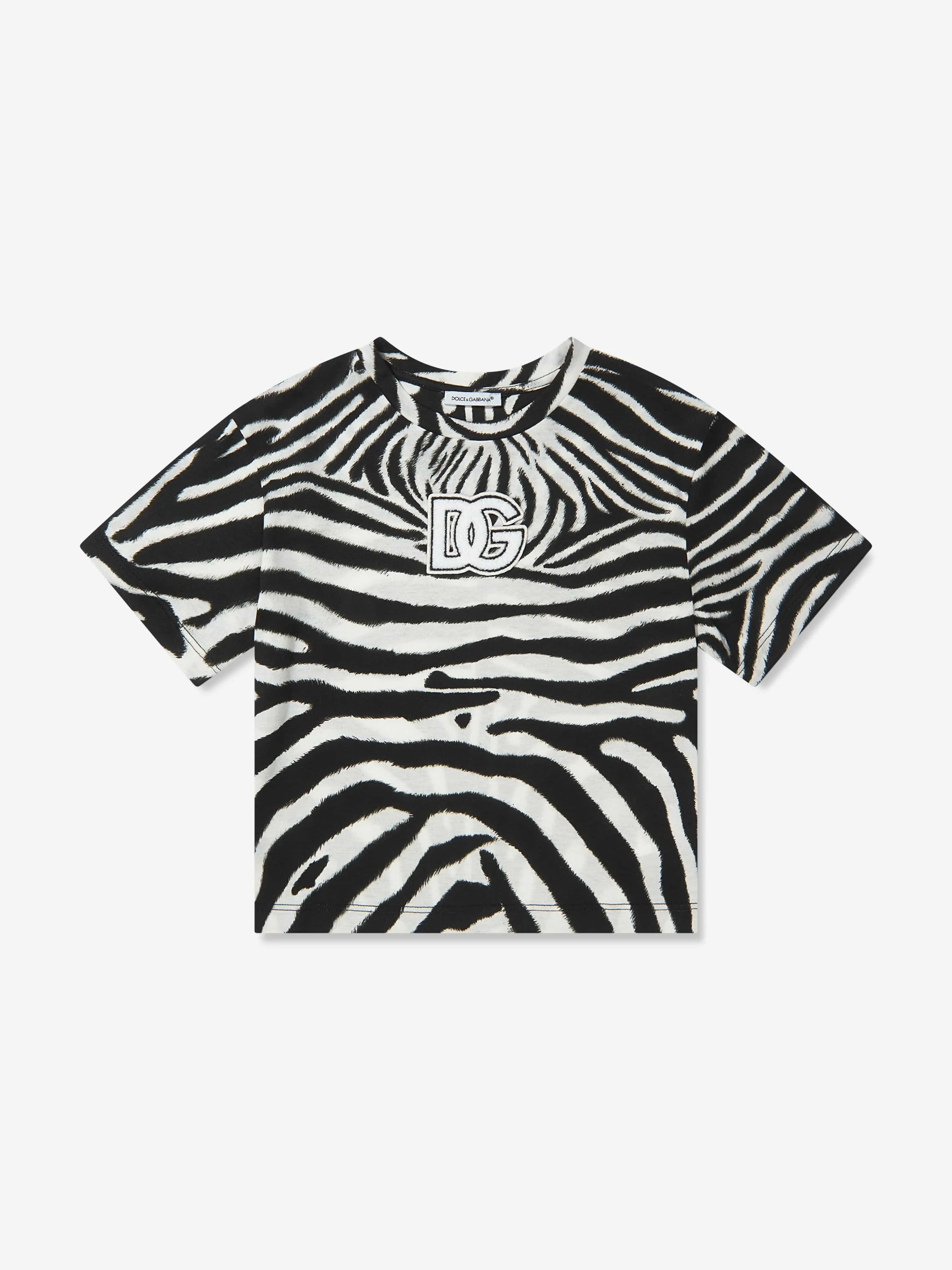 Dolce & Gabbana Girls Zebra Print Logo T-Shirt