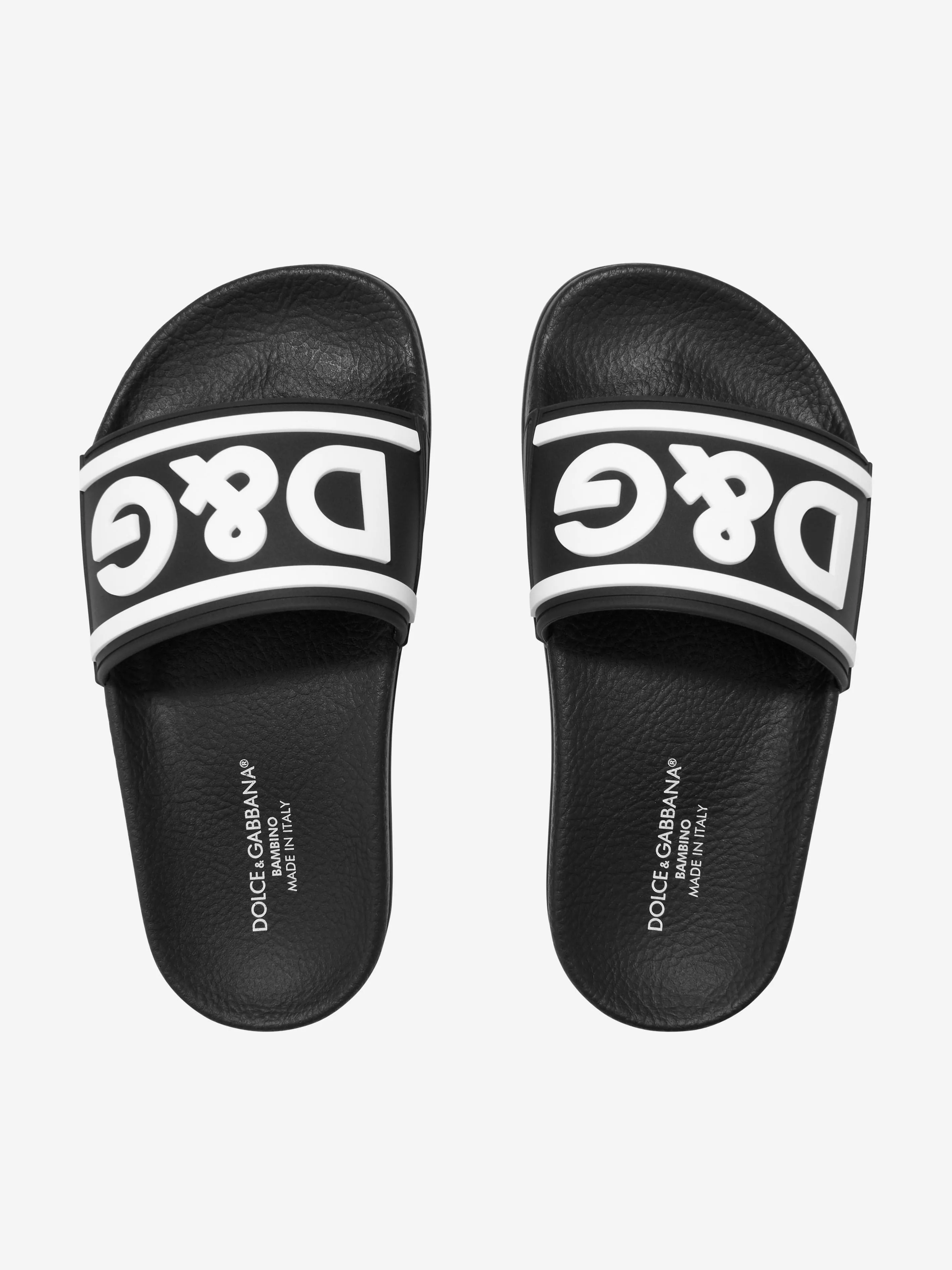 Dolce & Gabbana Kids Logo Sliders in Black