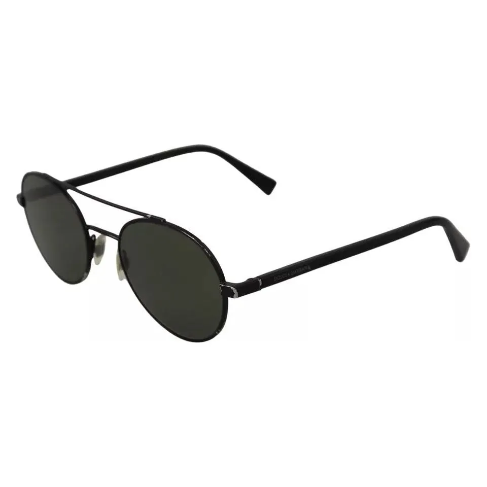 Dolce & Gabbana Matte Black Steel Frame Green Lens DG2245 Sunglasses