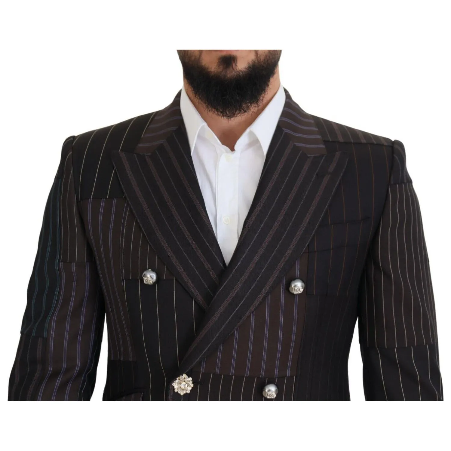 Dolce & Gabbana Multicolor Wool Silk Blend Slim Fit Blazer