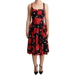 Dolce & Gabbana Sicilian Bag Print Sleeveless Midi Dress