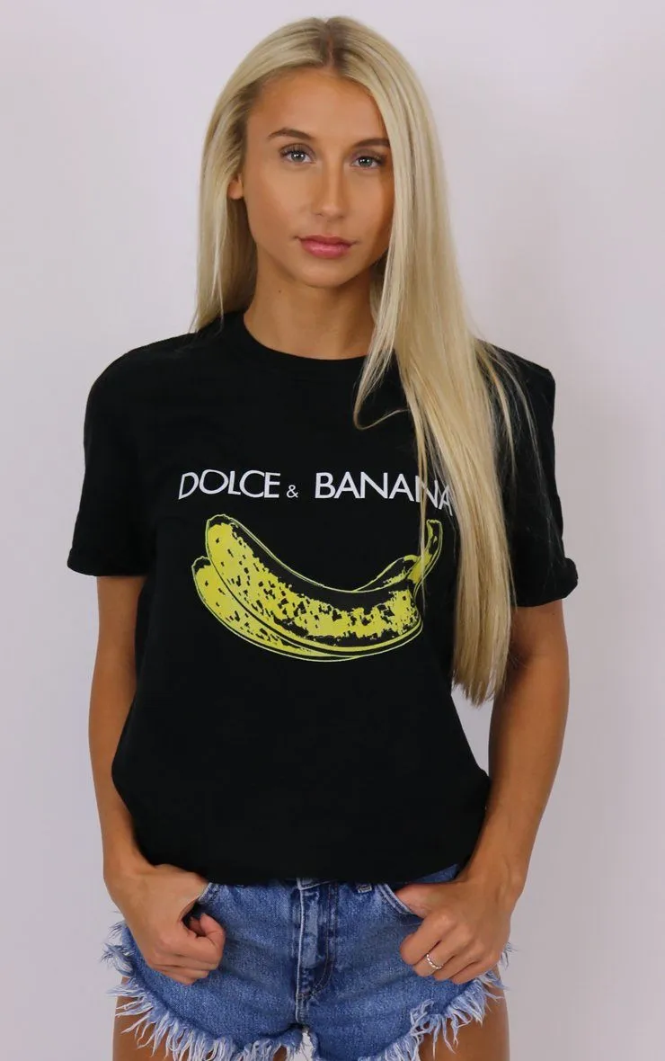 Dolce And Banana Graphic Black T-Shirt