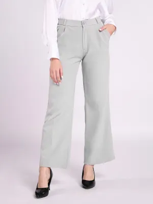 Dolce Divaa Women Wide Leg Formal Pants - Light Grey