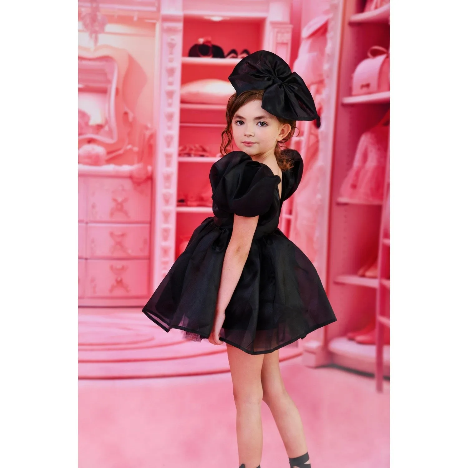 Dolly by Le Petit Tom Black Dolly World Big Organza Hårsløjfe