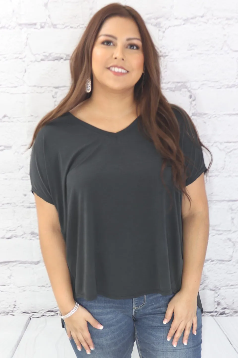 Dolman sleeve cupro knit top