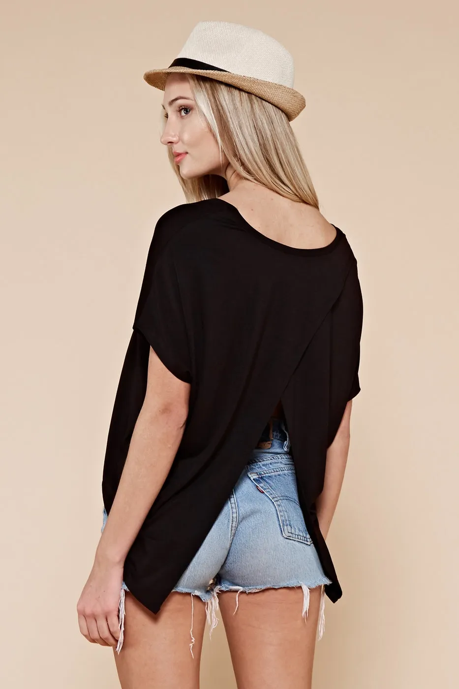 Dolman sleeve cupro knit top