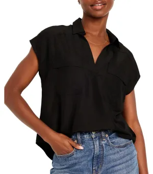 Dolman-Sleeve Utility Top for Women Black Jack