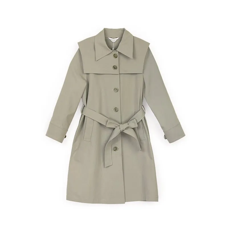 Dolphin Gray Long Belted Trench Coat